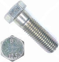Болт шестигранный с уменьшенной головкой и мелкой резьбой ГОСТ 7796, класс прочности 10.9, оцинкованная сталь