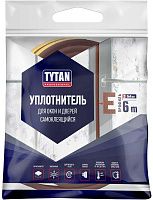 Уплотнитель самоклеящийся для окон и дверей 9х4 мм, 6 м E-профиль TYTAN Professional 19668, коричневый
