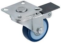 Колесо аппаратное поворотное с тормозом 50 мм SCvb 25, синяя резина
