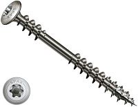 Саморез для террас с тарельчатой головкой и двойной резьбой с битой T-Star Т20 5х56 SPAX 4567000500569, нержавеющая сталь А2, 200 шт