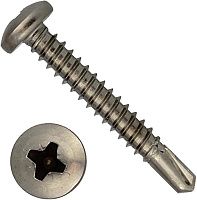 Саморез с полукруглой головкой и буром 6,3х25 DIN 7504 M (N), нержавеющая сталь А4