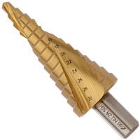 Сверло по металлу ступенчатое 4-32 мм HSS-G M2 TiN Профоснастка Эксперт 30106026, в упаковке