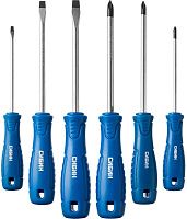 Набор отвёрток слесарных с маслобензостойкой рукояткой СИБИН 25086, Cr-V, 6 предметов