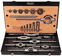 Изображение товара Набор метчиков и плашек NPT 1/8-1,0" Volkel V48025, 20 предметов, быстрорежущая сталь