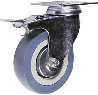 Колесо аппаратное поворотное с тормозом 75 мм SCvb 92, синяя резина