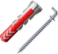 Дюбель 6х30 с угловым крюком WH Fischer DUOPOWER K NV 535000, нейлон, 6 штук в блистере