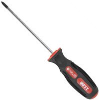 Отвертка с прорезиненной ручкой РН1х100 мм FIT Универсал 55104, хромованадиевая сталь