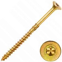 Саморез конструкционный 10х200 мм WKCS с потайной головкой TORX, желтый цинк